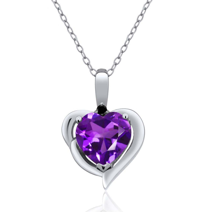 Black Diamond - Amethyst - February_Pendant in 925 Sterling Silver