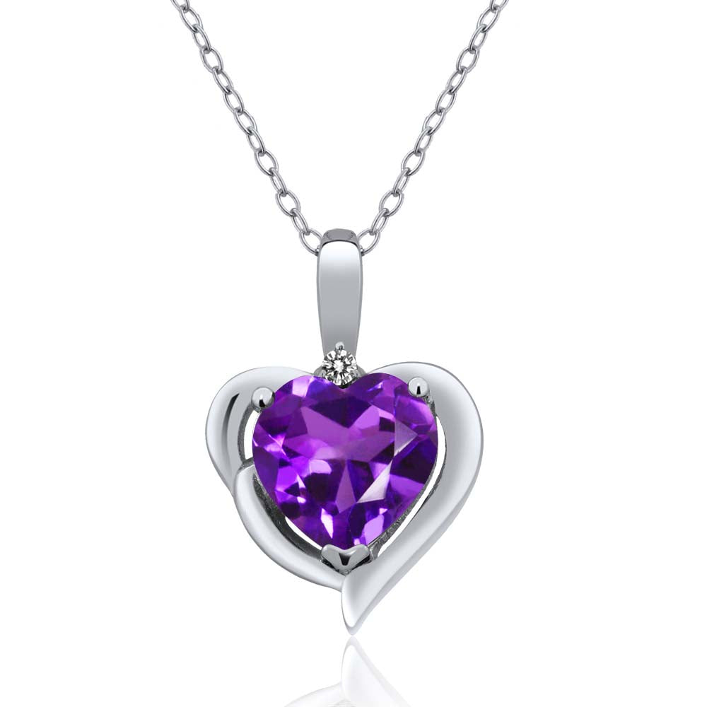 White Diamond - Amethyst - February_Pendant in 925 Sterling Silver
