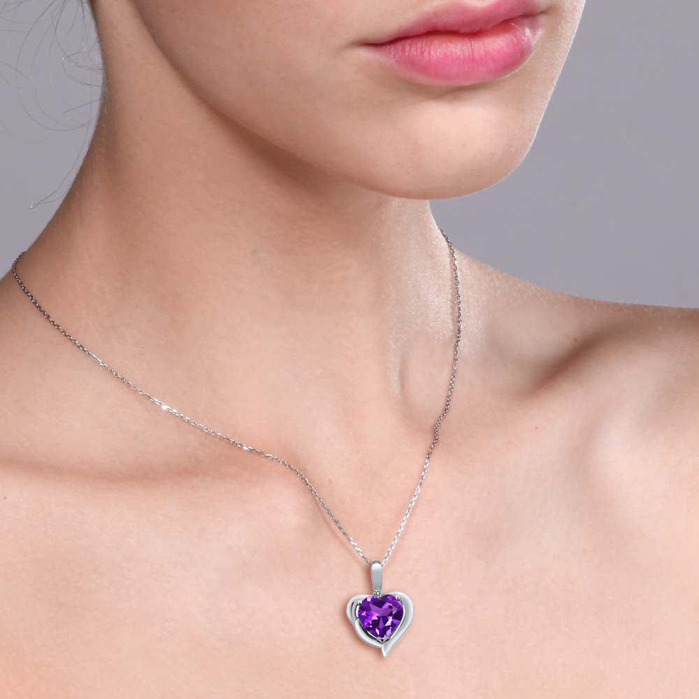 White Diamond - Amethyst - February_Pendant in 925 Sterling Silver