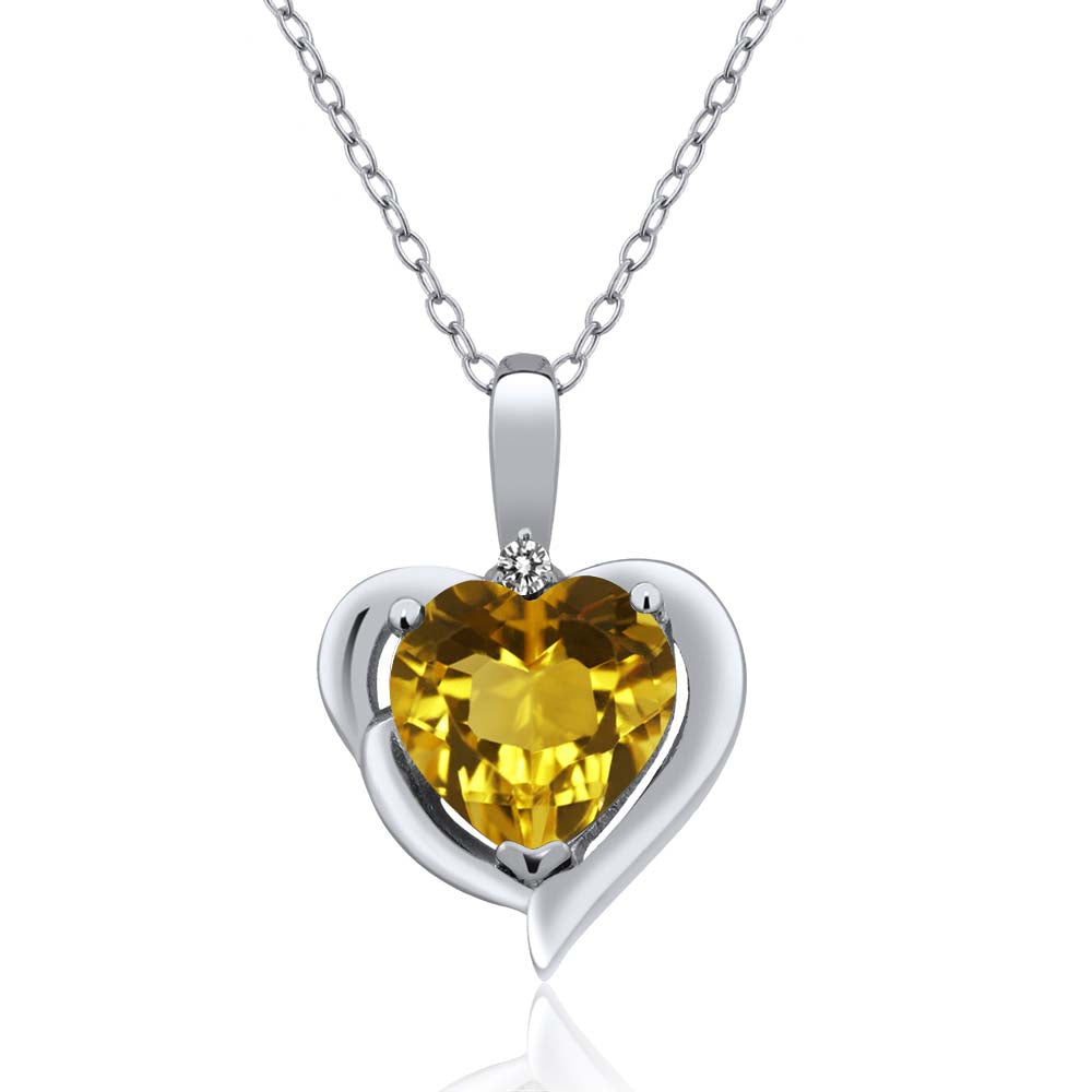 White Diamond - Citrine - November_Pendant in 925 Sterling Silver