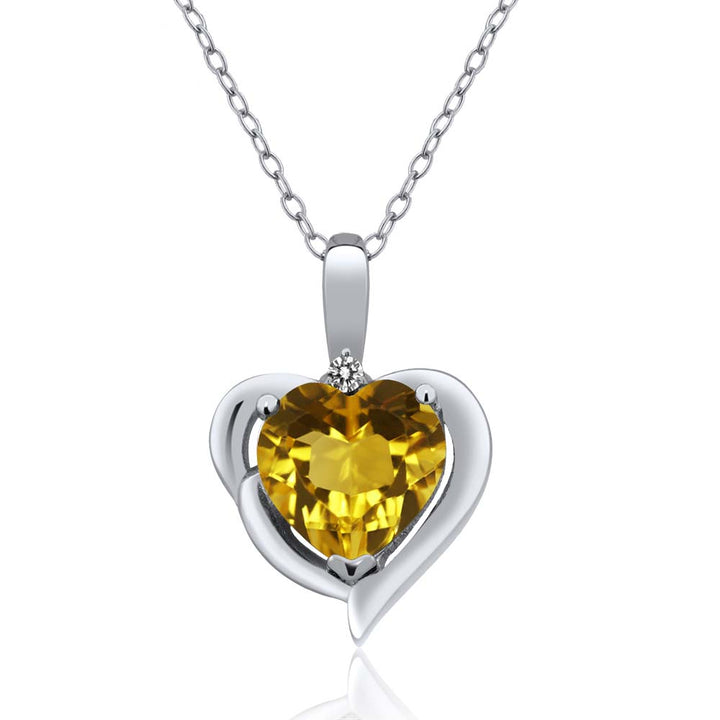 White Diamond - Citrine - November_Pendant in 925 Sterling Silver