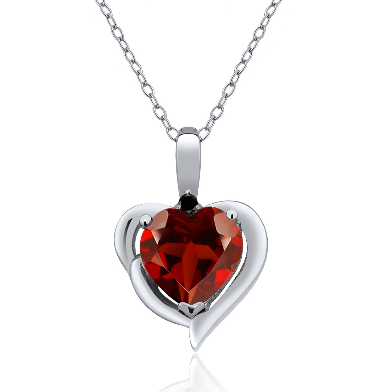 Black Diamond - Garnet - January_Pendant in 925 Sterling Silver