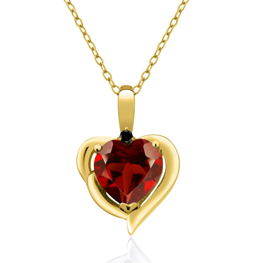 Black Diamond - Garnet - January_Pendant in 925 Yellow Gold Plated Silver