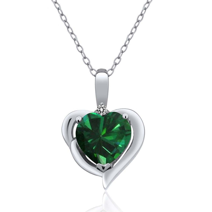 White Diamond - Nano Emerald - May_Pendant in 925 Sterling Silver