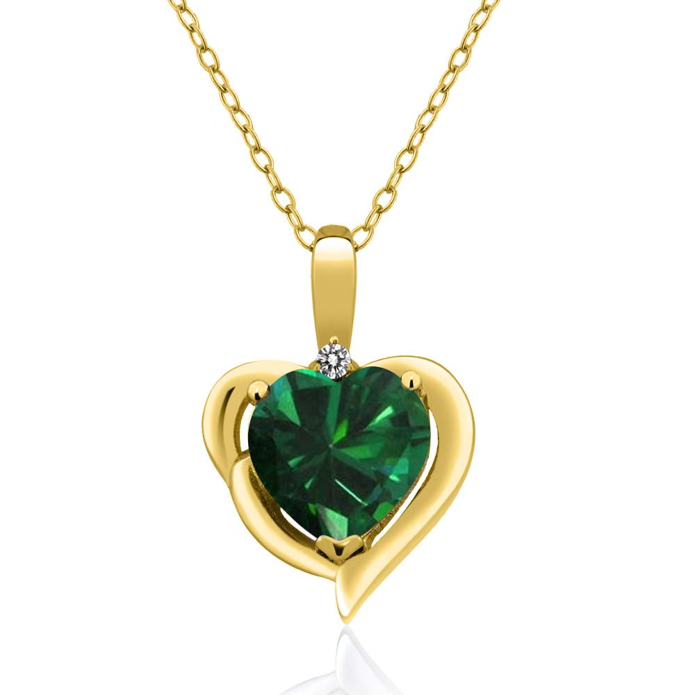 White Diamond - Nano Emerald - May_Pendant in 925 Yellow Gold Plated Silver