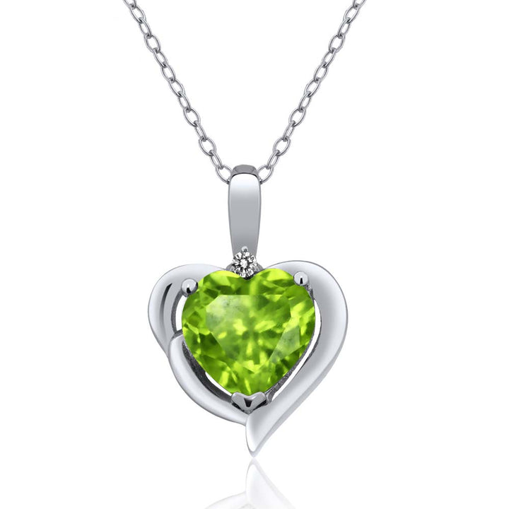 White Diamond - Peridot - August_Pendant in 925 Sterling Silver