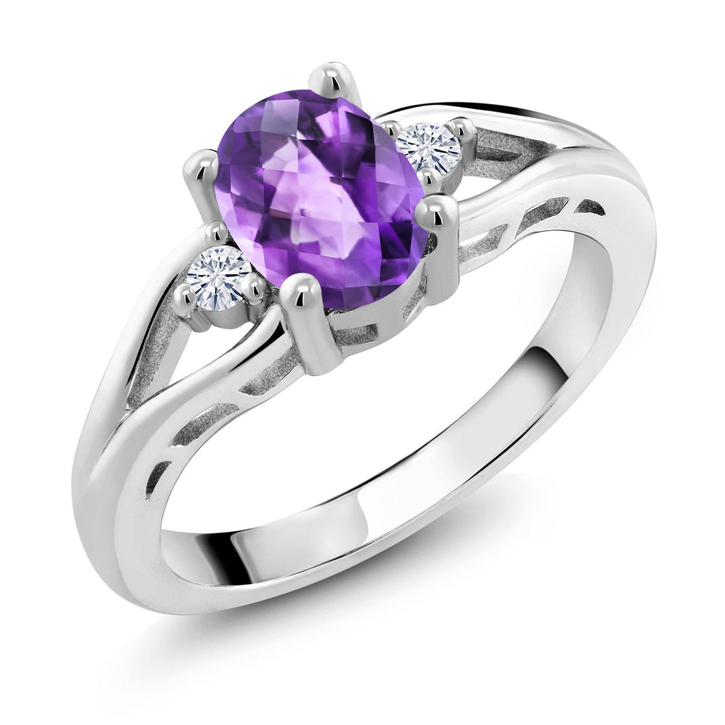 Amethyst-Checkerboard - February_6_Ring in 925 Sterling Silver