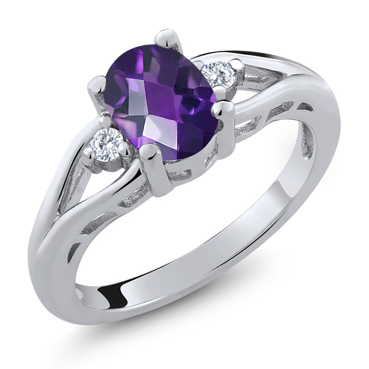 Amethyst-Checkerboard - February_5_Ring in 925 Sterling Silver