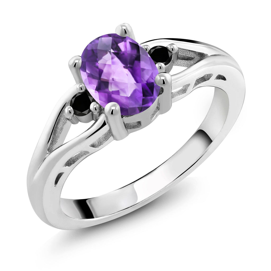 Amethyst-Checkerboard - February_7_Ring in 925 Sterling Silver
