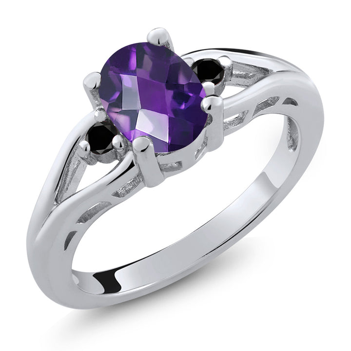 Amethyst-Checkerboard - February_5_Ring in 925 Sterling Silver