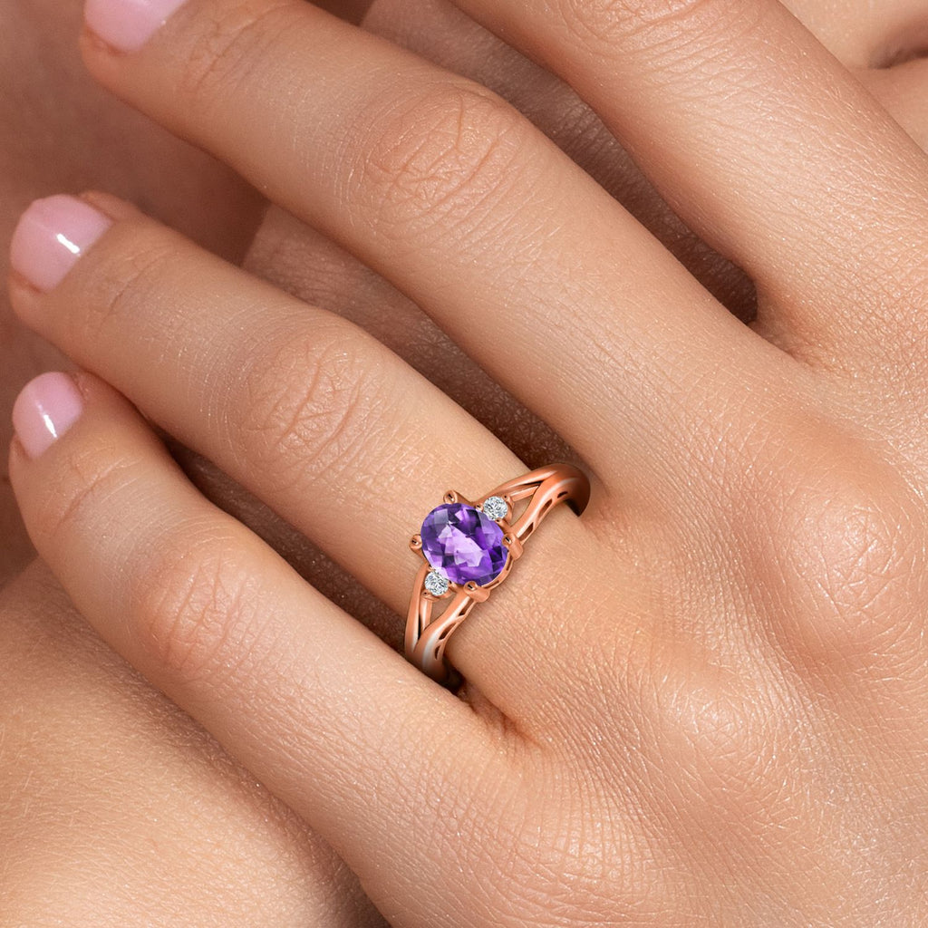 Aquamarine - March_5_Ring in 925 Rose Gold Plated Silver