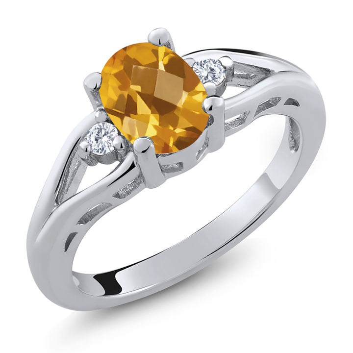 Citrine-Checkerboard - November_5_Ring in 925 Sterling Silver