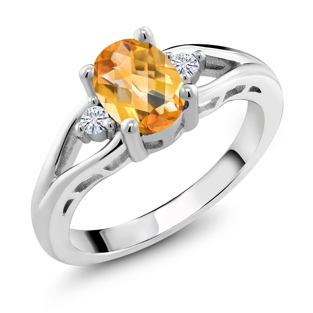 Citrine-Checkerboard - November_9_Ring in 925 Sterling Silver