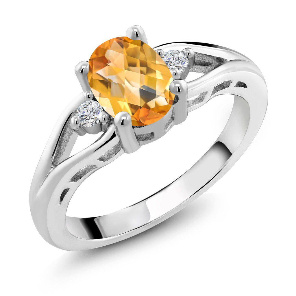 Citrine-Checkerboard - November_8_Ring in 925 Sterling Silver