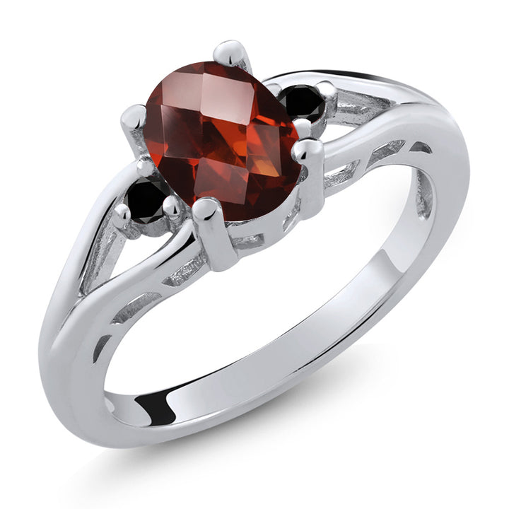 Garnet-Checkerboard - January_5_Ring in 925 Sterling Silver