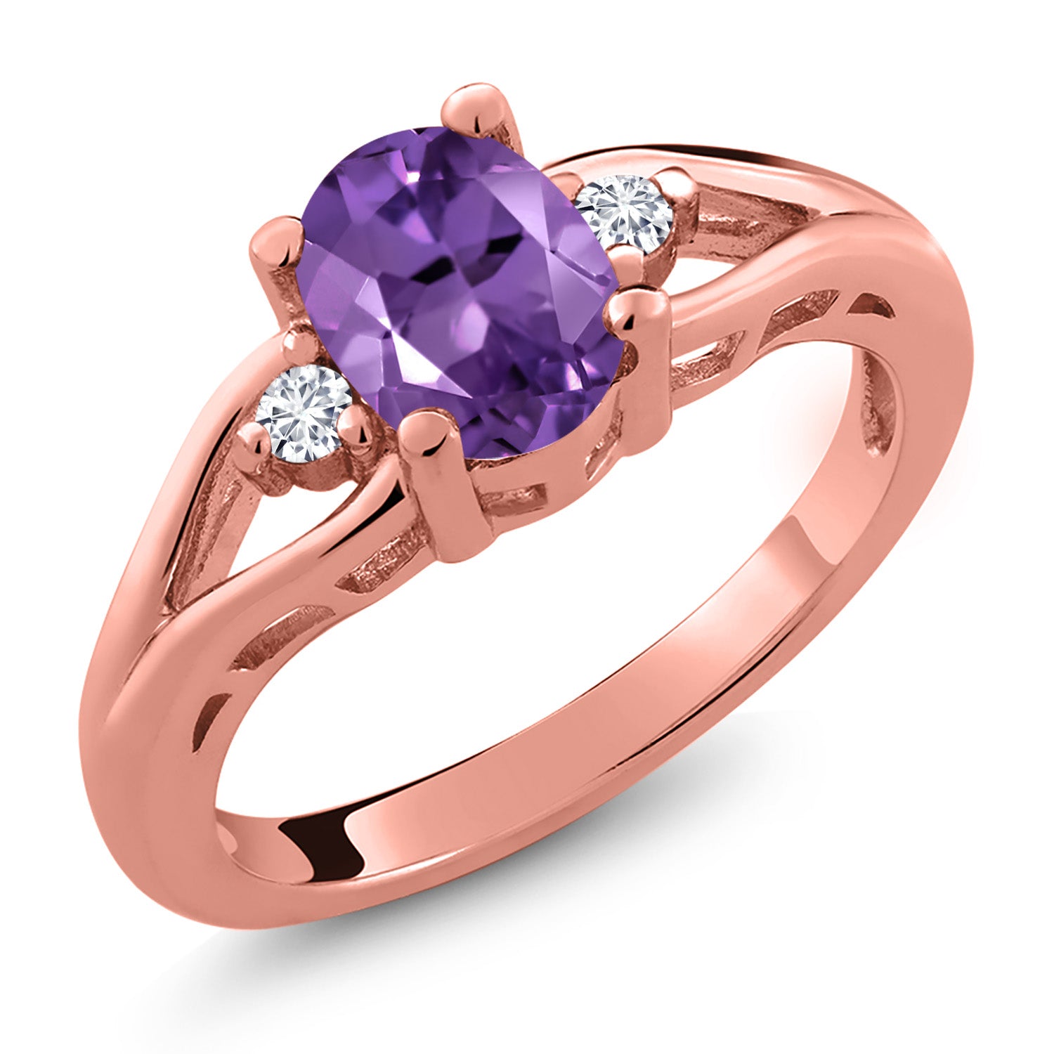 Amethyst - February_9_Ring in 925 Rose Gold Plated Silver