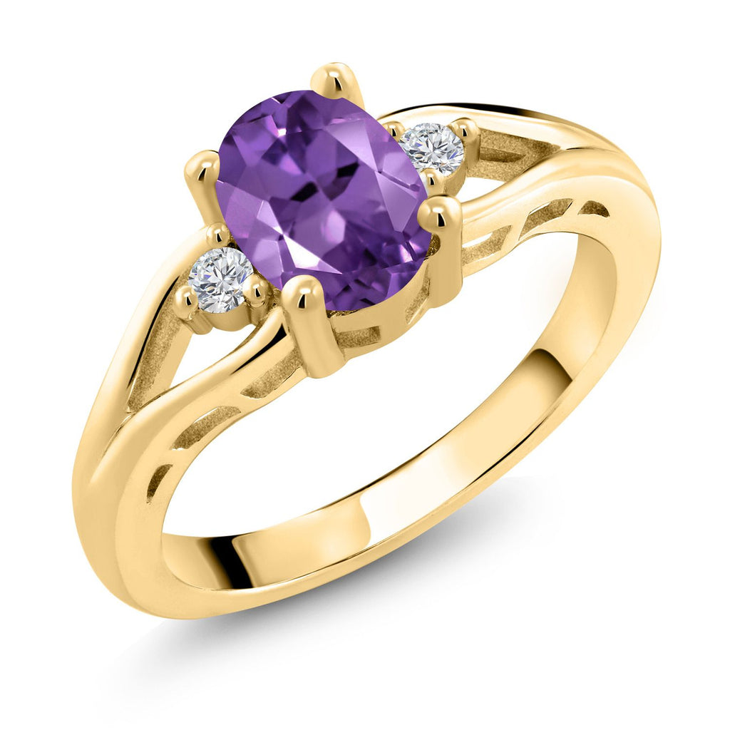 Amethyst - February_9_Ring in 925 Yellow Gold Plated Silver