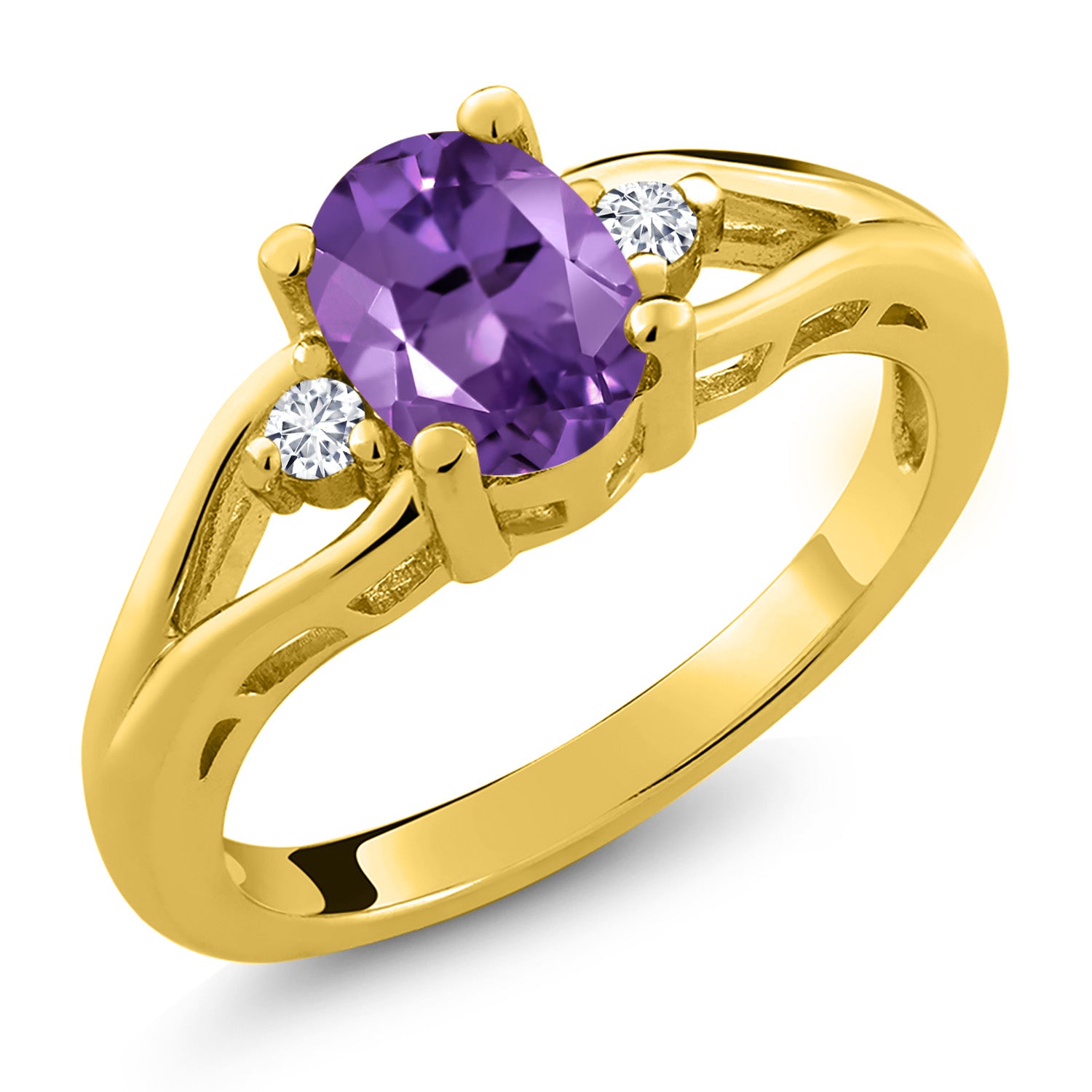 Amethyst - February_6_Ring in 925 Yellow Gold Plated Silver