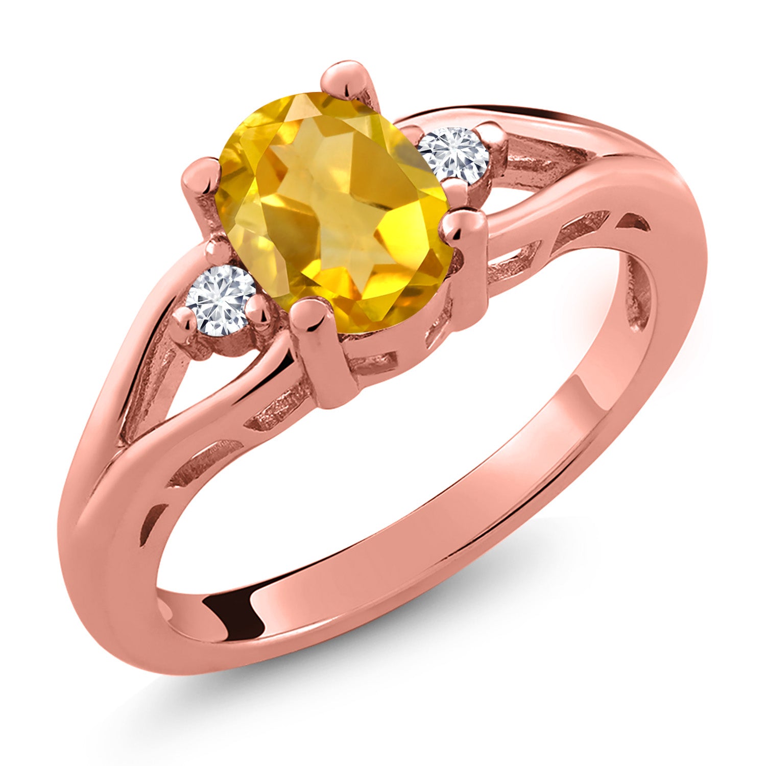 Citrine - November_8_Ring in 925 Rose Gold Plated Silver