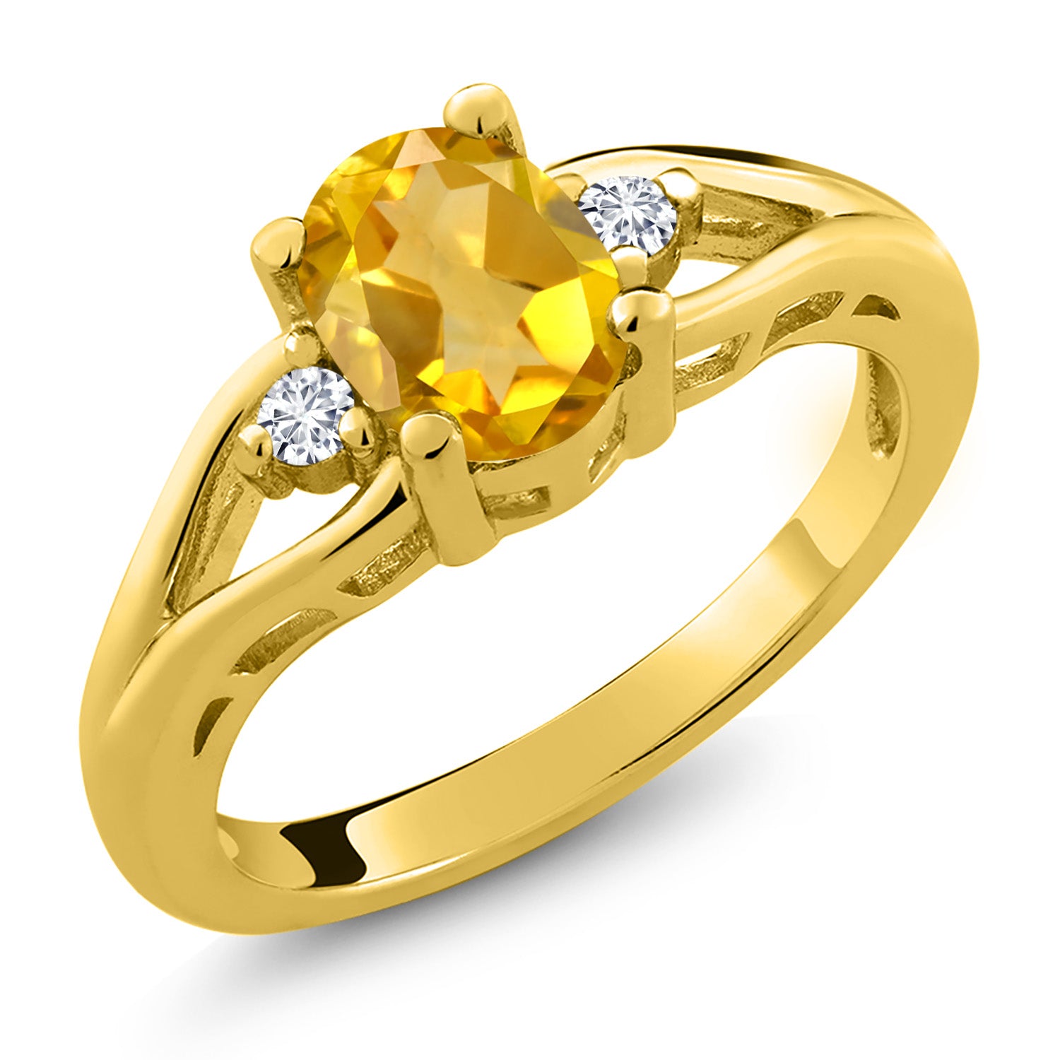 Citrine - November_9_Ring in 925 Yellow Gold Plated Silver