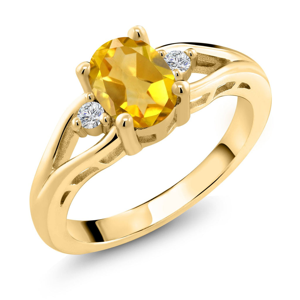 Citrine - November_9_Ring in 925 Yellow Gold Plated Silver