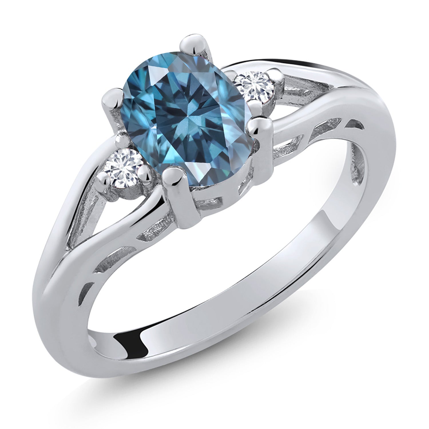 Persian Blue Moissanite - April_9_Ring in 925 Sterling Silver