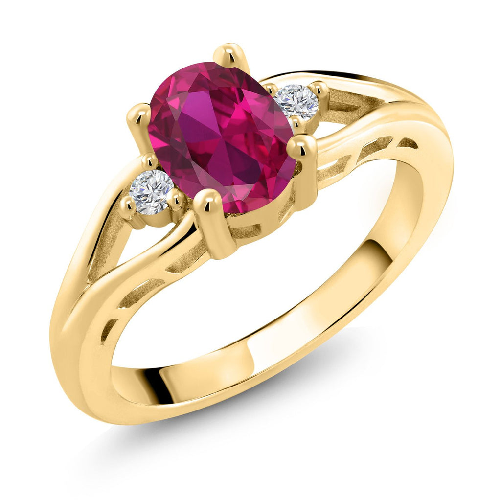 Created Ruby - July_8_Ring in 925 Yellow Gold Plated Silver