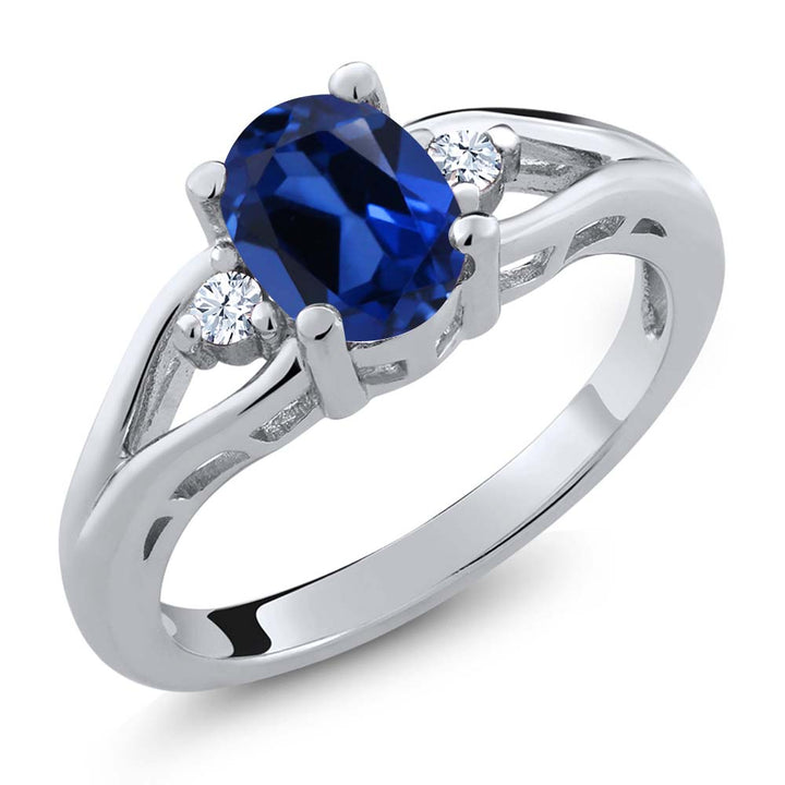 Blue Created Sapphire - September_5_Ring in 925 Sterling Silver