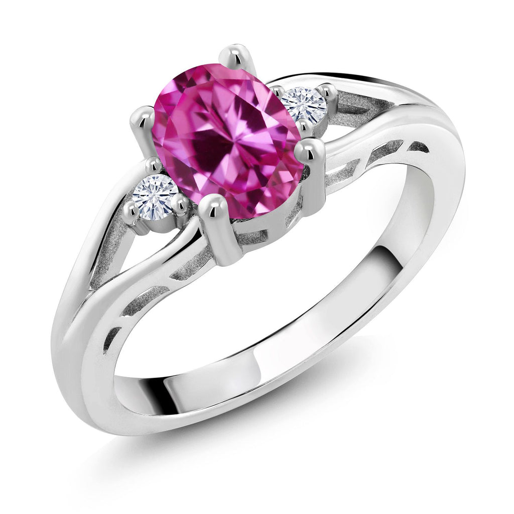 Pink Created Sapphire - September_7_Ring in 925 Sterling Silver