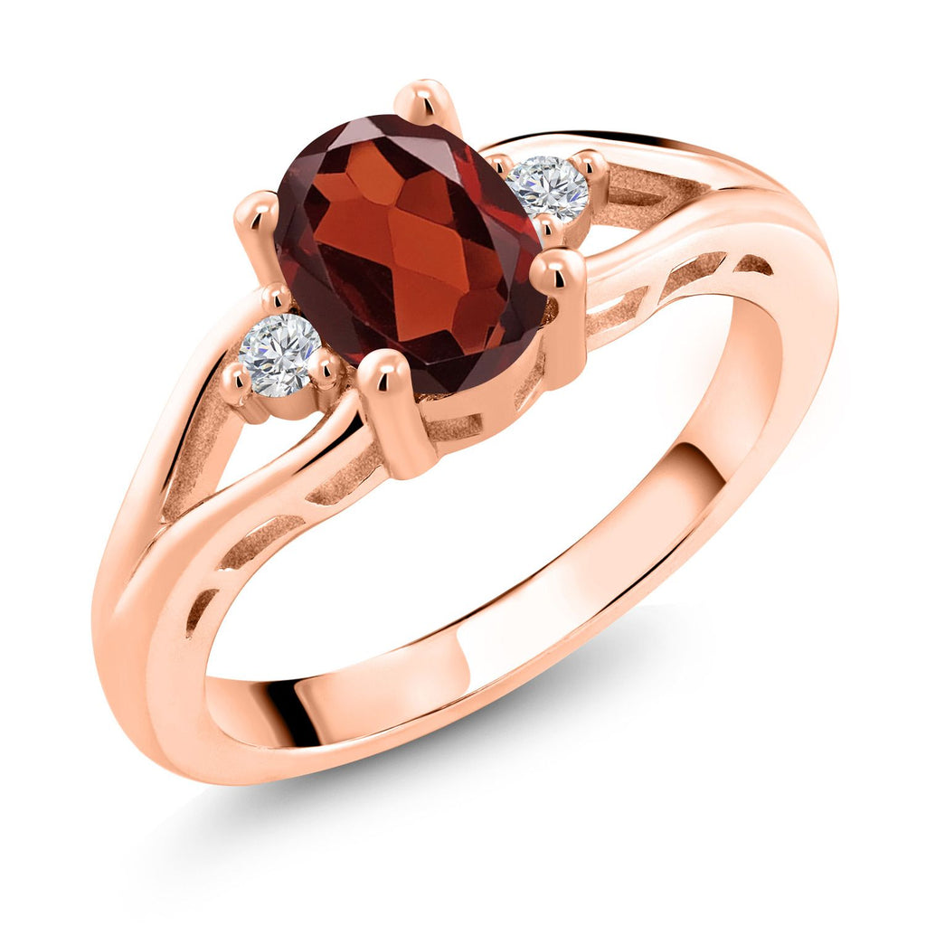 Garnet - January_9_Ring in 925 Rose Gold Plated Silver