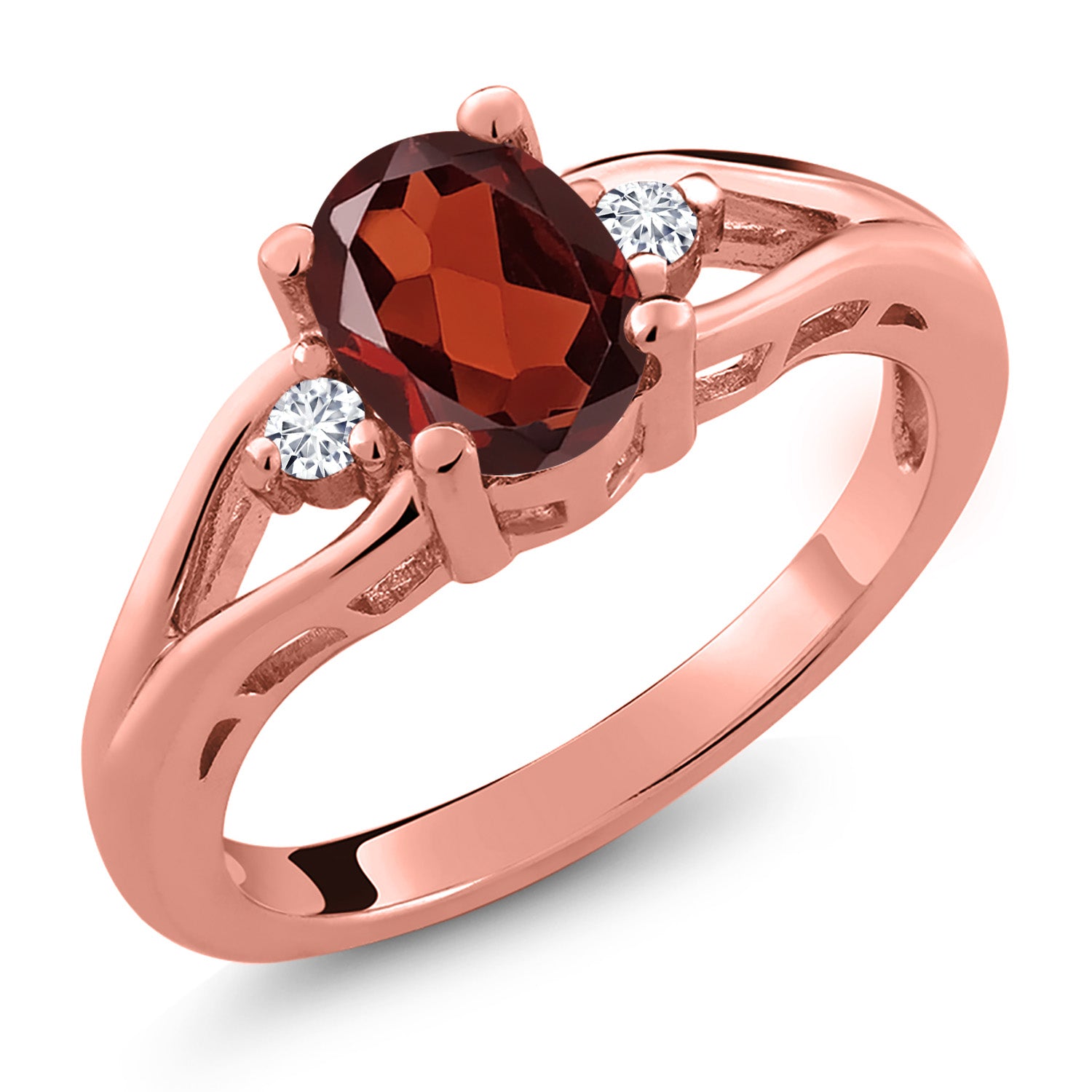 Garnet - January_8_Ring in 925 Rose Gold Plated Silver