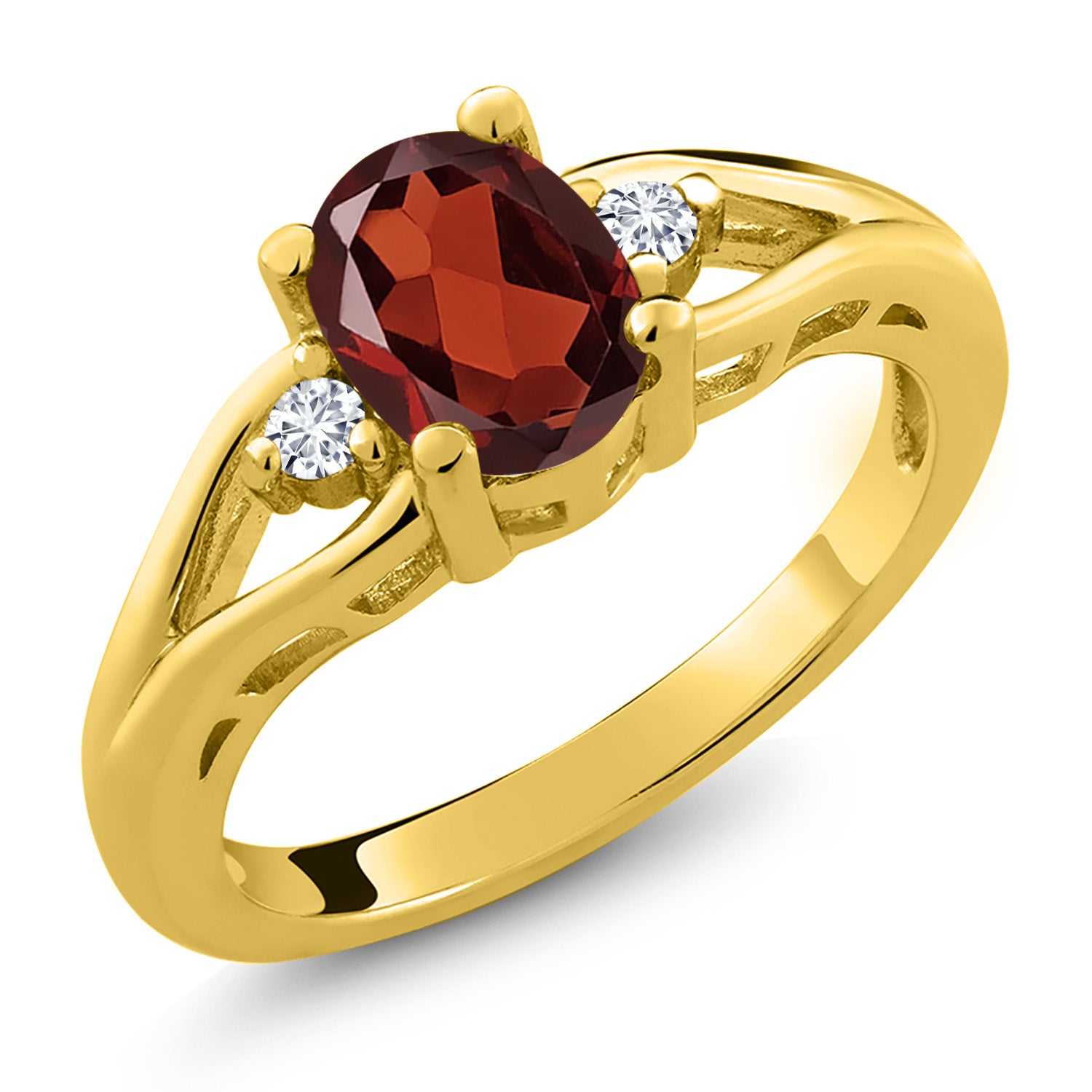 Garnet - January_7_Ring in 925 Yellow Gold Plated Silver