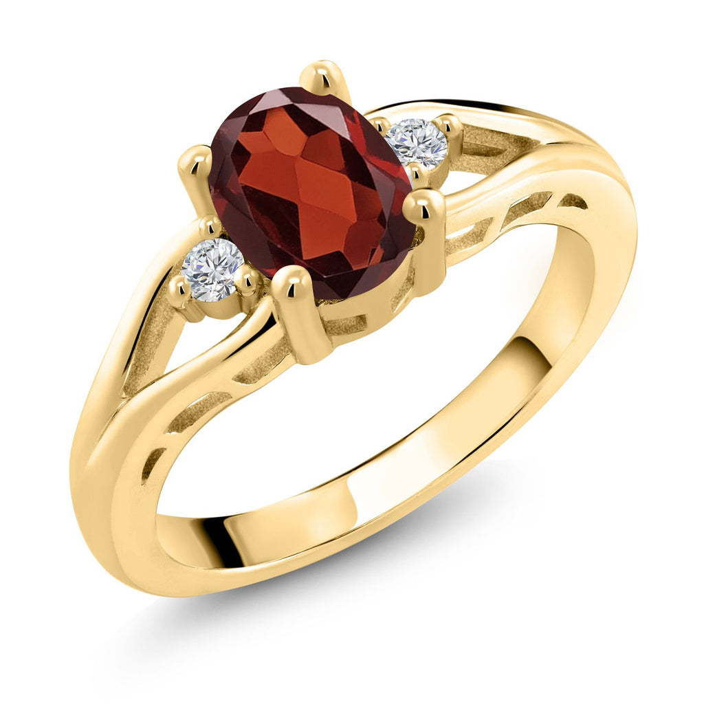 Garnet - January_7_Ring in 925 Yellow Gold Plated Silver
