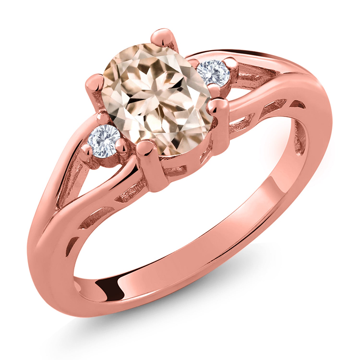 Morganite - October_6_Ring in 925 Rose Gold Plated Silver