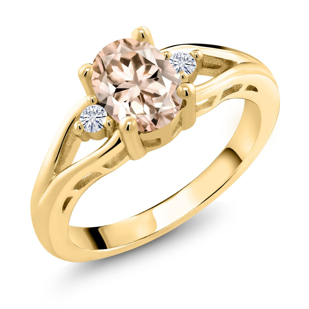 Morganite - October_5_Ring in 925 Yellow Gold Plated Silver