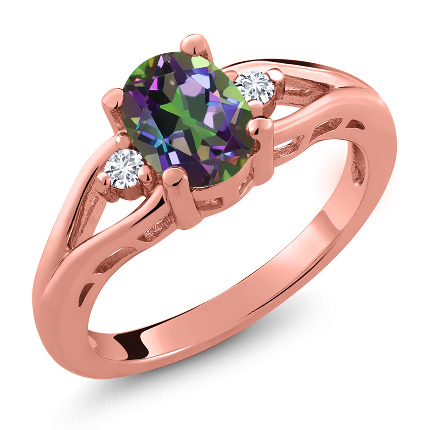 Green Mystic Topaz_6_Ring in 925 Rose Gold Plated Silver