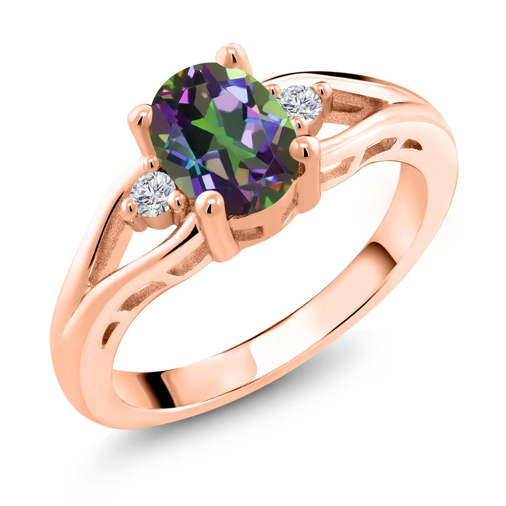 Green Mystic Topaz_5_Ring in 925 Rose Gold Plated Silver