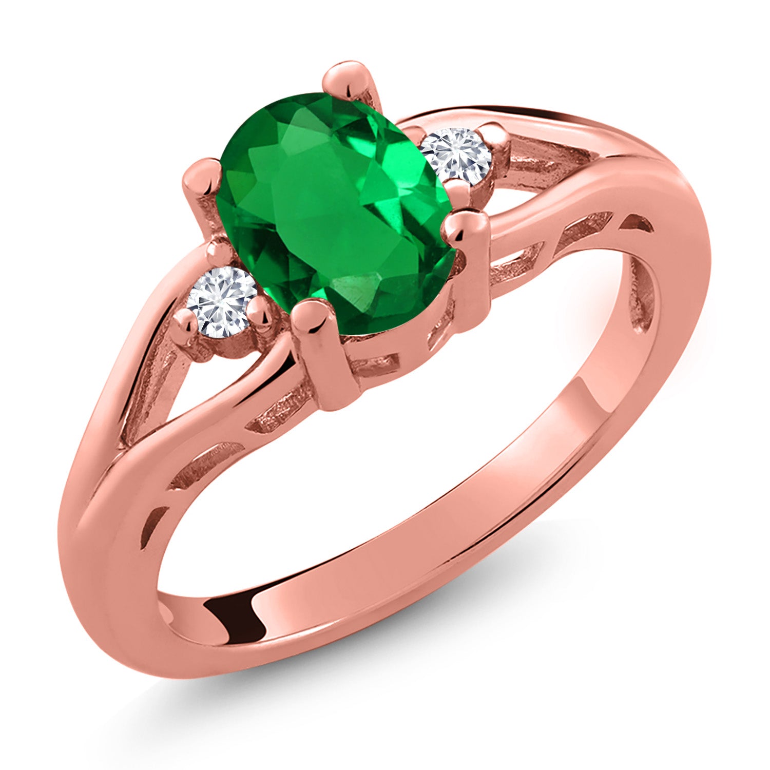 Nano Emerald - May_9_Ring in 925 Rose Gold Plated Silver