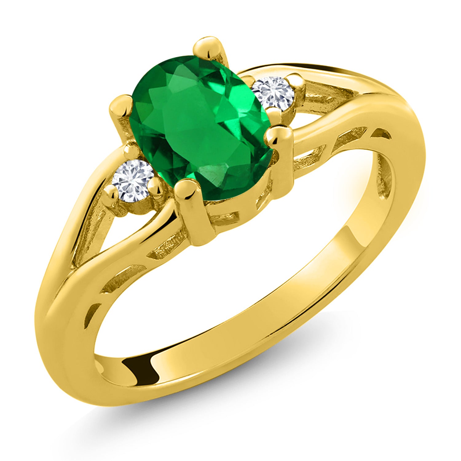 Nano Emerald - May_6_Ring in 925 Yellow Gold Plated Silver