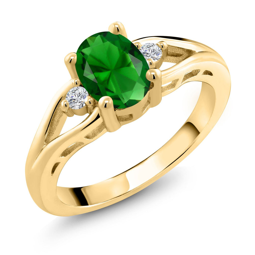 Nano Emerald - May_5_Ring in 925 Yellow Gold Plated Silver