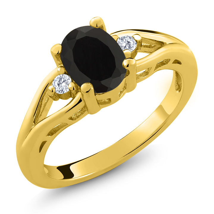 Onyx - December_5_Ring in 925 Yellow Gold Plated Silver