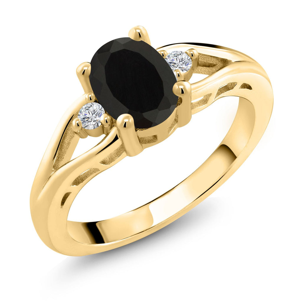 Onyx - December_5_Ring in 925 Yellow Gold Plated Silver