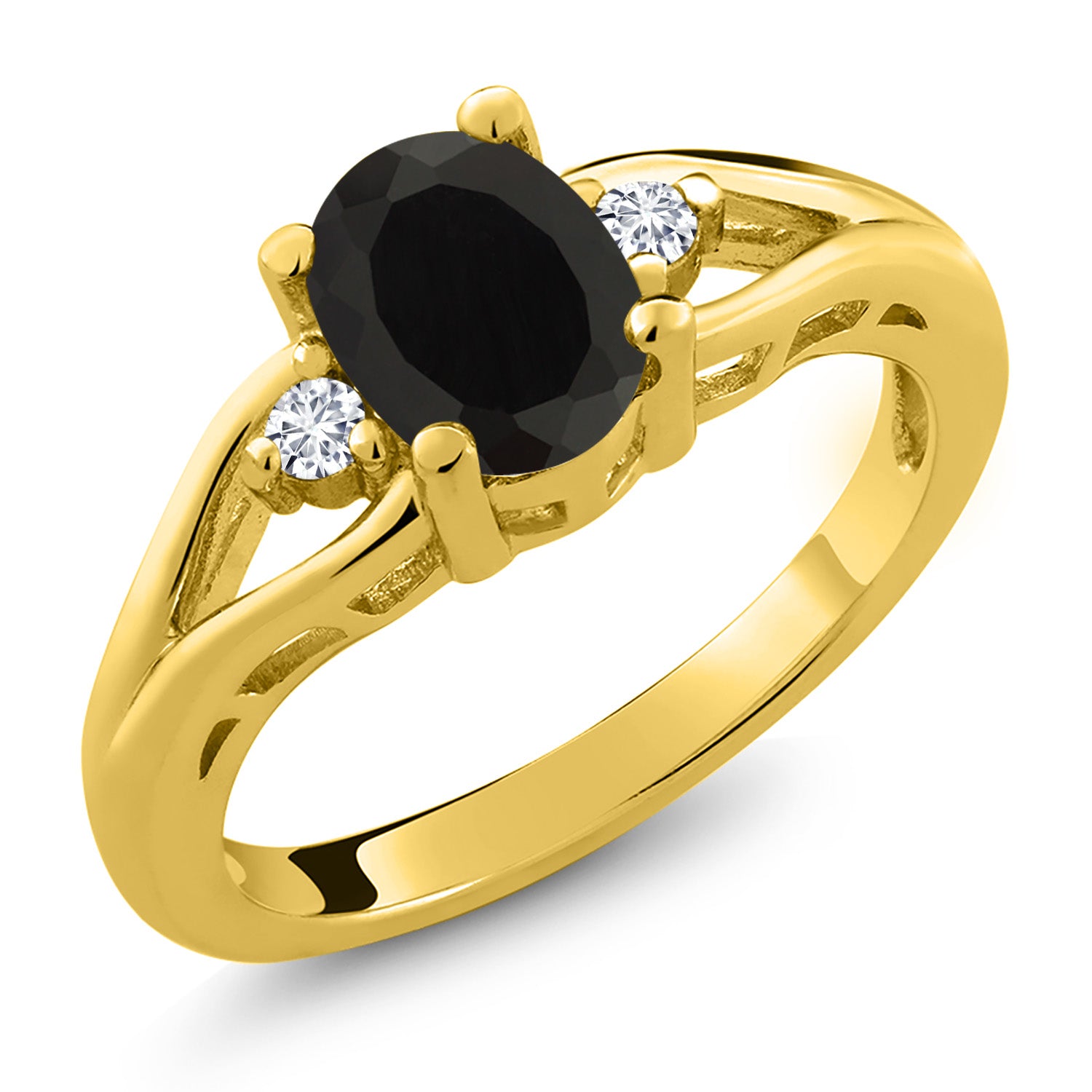 Onyx - December_6_Ring in 925 Yellow Gold Plated Silver