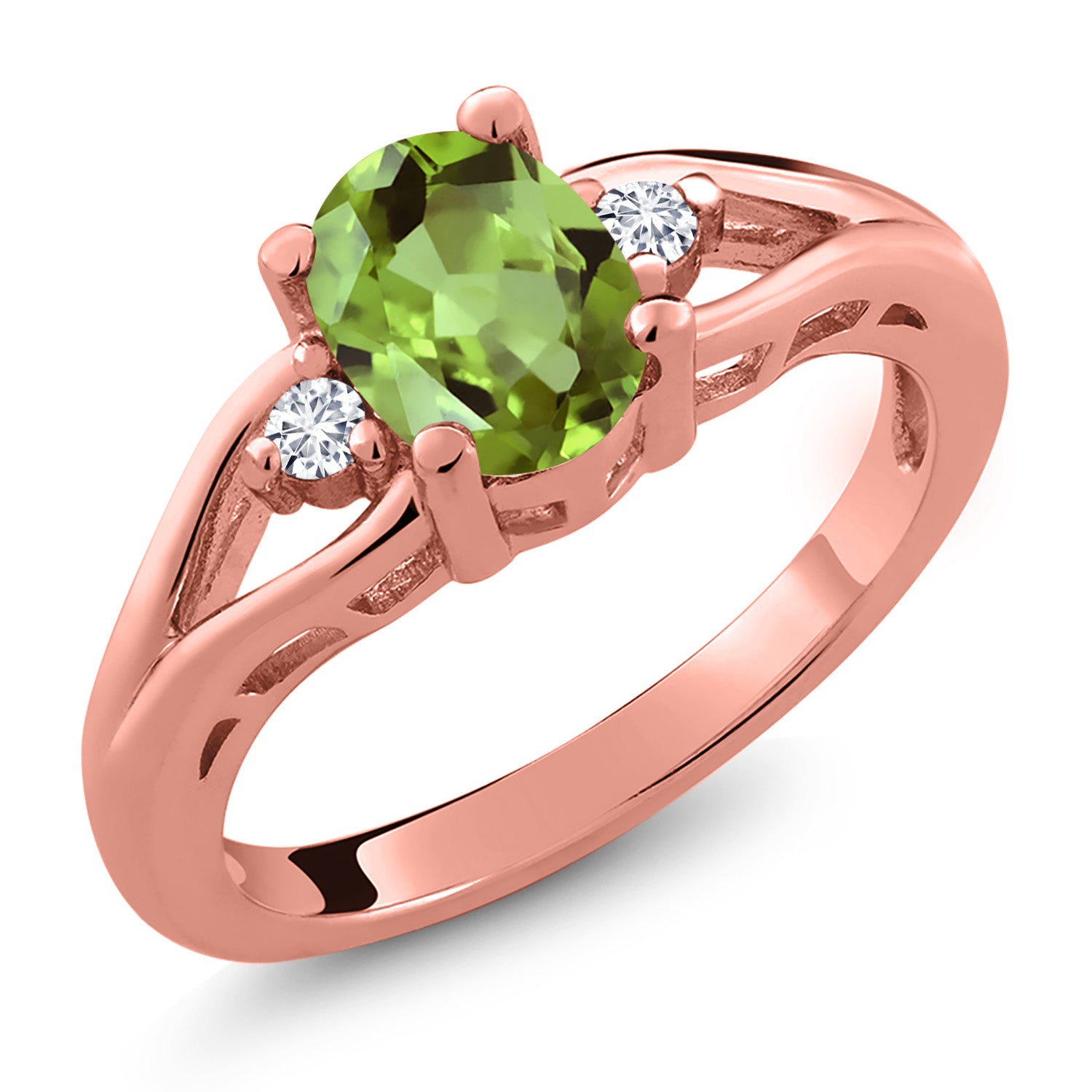Peridot - August_7_Ring in 925 Rose Gold Plated Silver