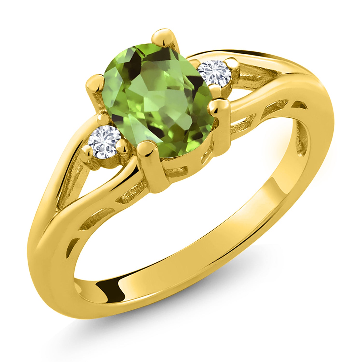 Peridot - August_8_Ring in 925 Yellow Gold Plated Silver