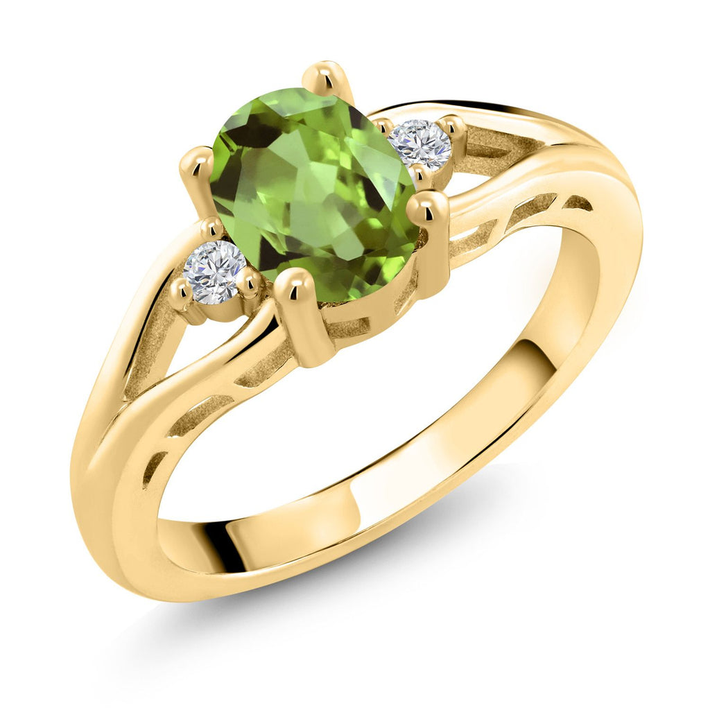 Peridot - August_7_Ring in 925 Yellow Gold Plated Silver
