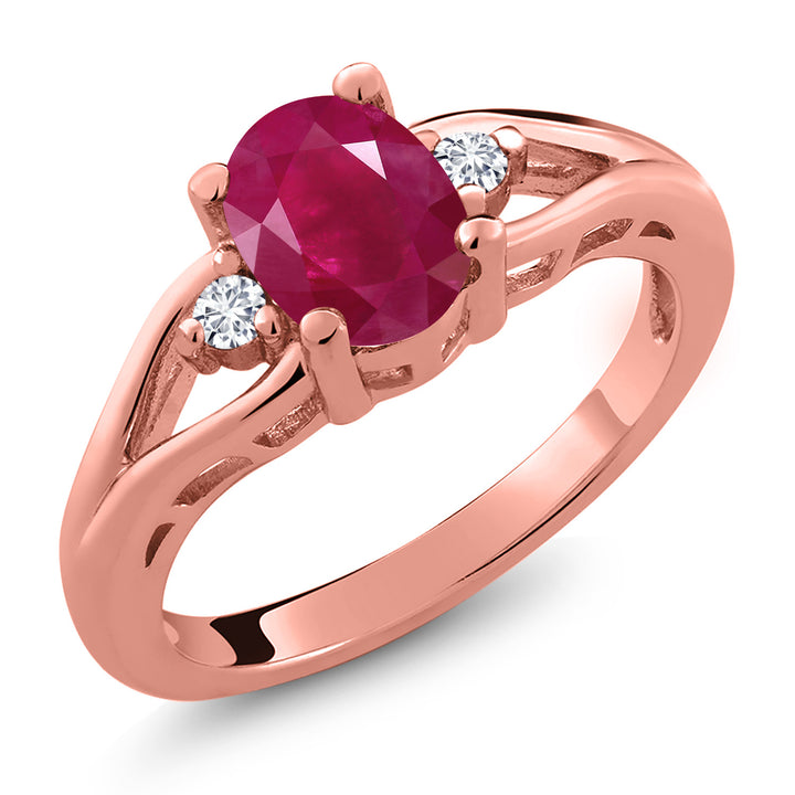 Ruby - July_5_Ring in 925 Rose Gold Plated Silver