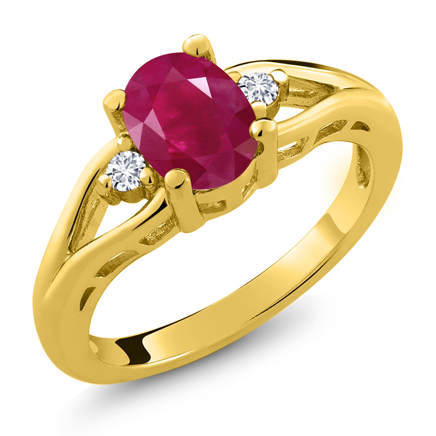 Ruby - July_5_Ring in 925 Yellow Gold Plated Silver