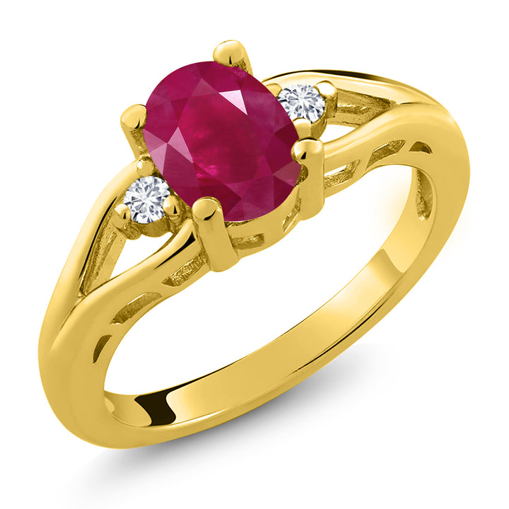 Ruby - July_5_Ring in 925 Yellow Gold Plated Silver