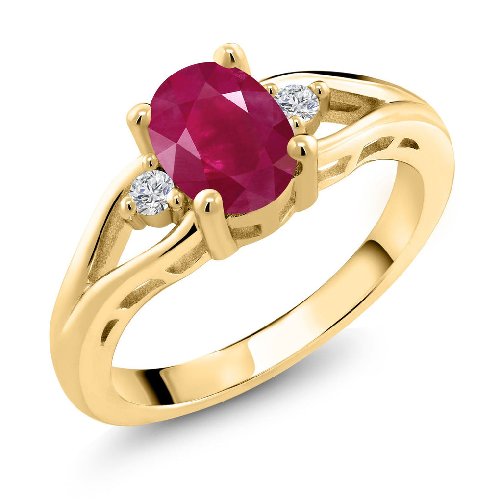 Ruby - July_7_Ring in 925 Yellow Gold Plated Silver
